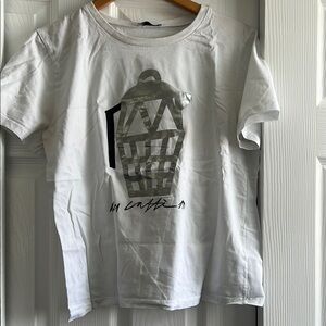 Zara White Short Sleeve Tee with silver Graphic Print